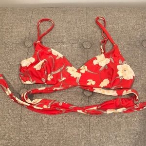Red Floral Tie Top